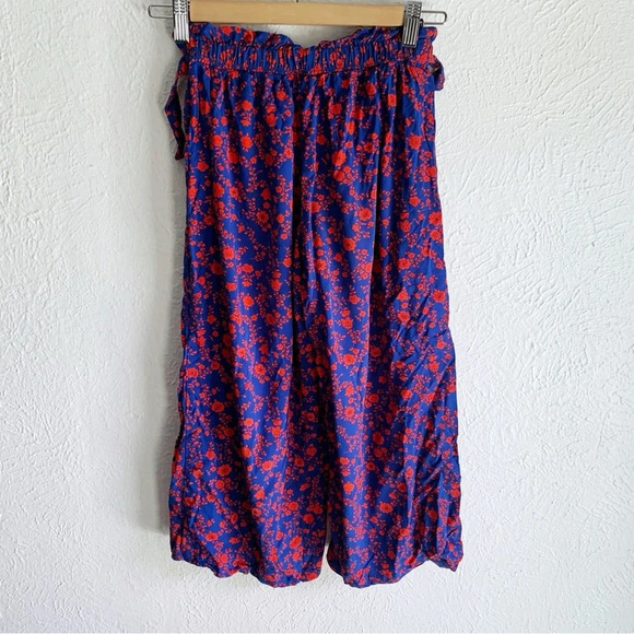 Janie and Jack Floral Wide Leg Pants Blue Red Sz 10 - Picture 1 of 5